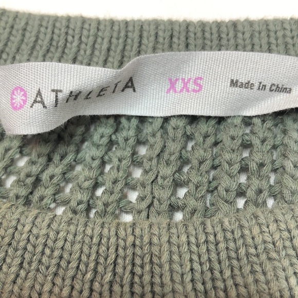 Athleta Sweater Womens Sage Green Open Weave Crew Neck Cotton Blend Size XXS - Picture 9 of 16